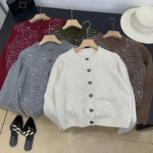 毛衣时尚新款百搭开衫圆领宽松简约复古保暖通勤女 L#21