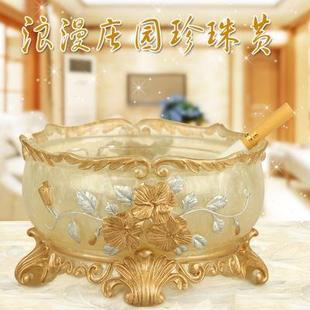 创意大号烟灰缸家用客厅高档装 饰水晶玻璃烟灰缸办公室欧式 个性