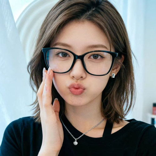 赵露思同款小香复古板材黑框猫眼眼镜女素颜神器可配近视镜框