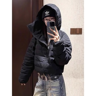 黑色cleanfit连帽排骨羽绒棉服男冬季加厚棉袄感情侣棉衣外套