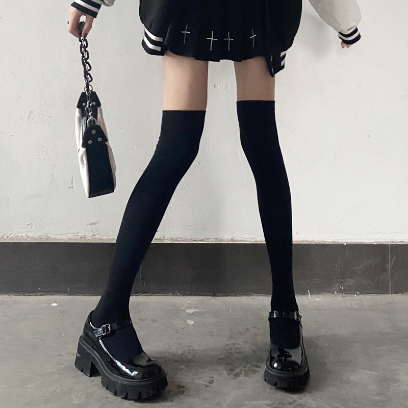 黑色过膝袜女春秋长腿筒子