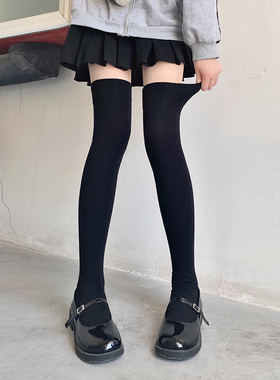白色高个子加长过膝袜女春秋黑色纯棉袜jk高筒大腿袜子日系制服袜