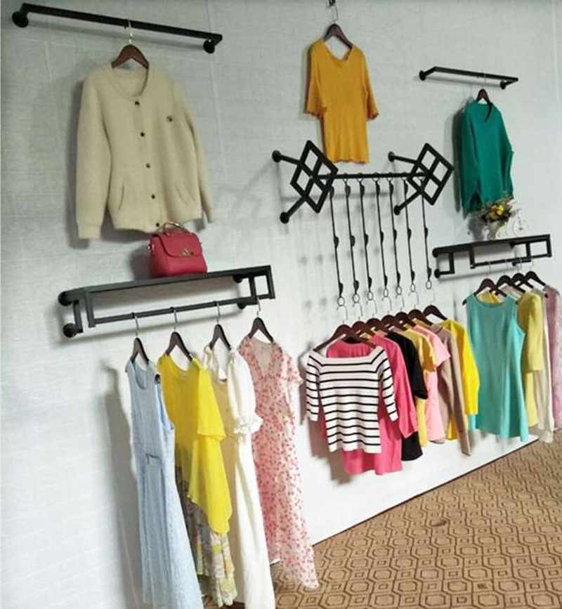 服装店衣服展示架个性服装架货架上墙 装饰壁挂式挂衣架女装店