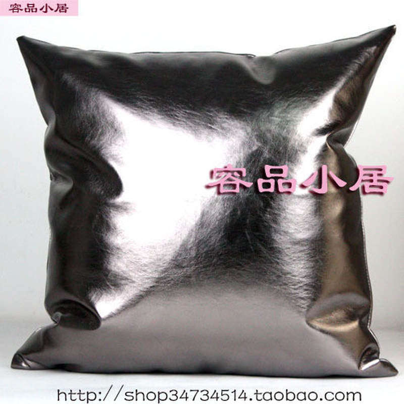 双面金属软皮时尚办公室床头靠背靠枕沙发飘窗靠垫抱枕套252银灰
