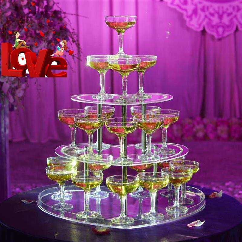 香槟塔出水口饭店婚庆宴席布置仪式香槟塔酒塔酒杯气氛a个性三层