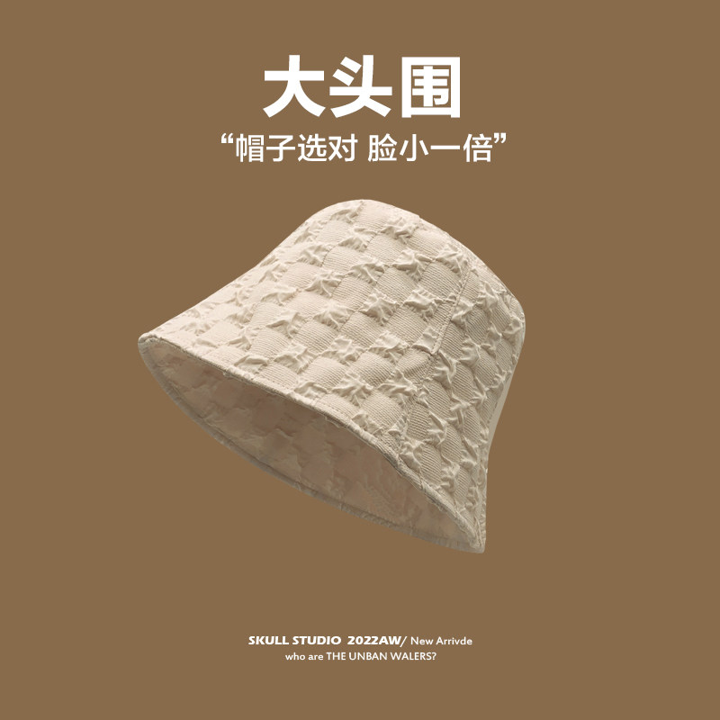 防晒渔夫帽女夏季薄款遮阳高级感褶皱大头围大码素颜遮脸水桶帽,服饰配件/皮带/帽子/围巾,帽子,淘宝优惠券,粉丝福利购,淘宝优惠卷