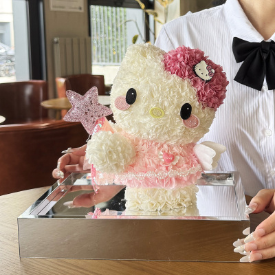 永生花HelloKitty凯蒂kt猫摆件礼盒情人节送女友闺蜜生日告白礼物