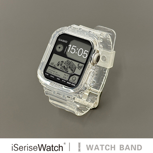tpu表带运动 8苹果手表se一体表带冰川透明41mm45mm多彩创意个性 iserisewatch适用iwatch11表带apple watch9