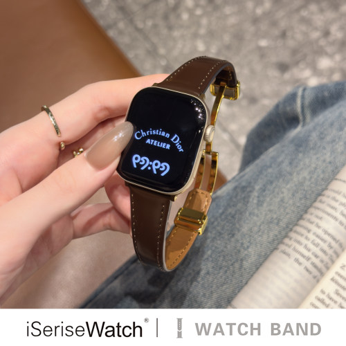 AppleWatch磁吸亮面皮质表带