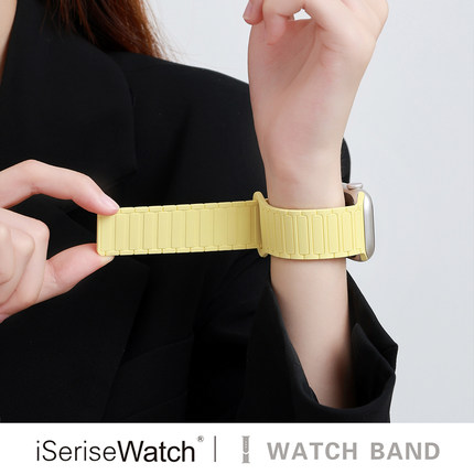 张婧仪同款适用iwatchs11手表带s9苹果手表applewatch10磁吸硅胶女款ultra夏天男透气SE高级41mm运动s6/7创意