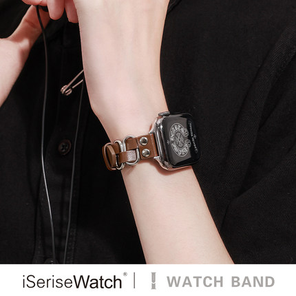 【原创朋克铆钉】iserisewatch适用applewatch10表带苹果手表s9夏天男女款iwatchs8皮质透气SE高级感41mm创意