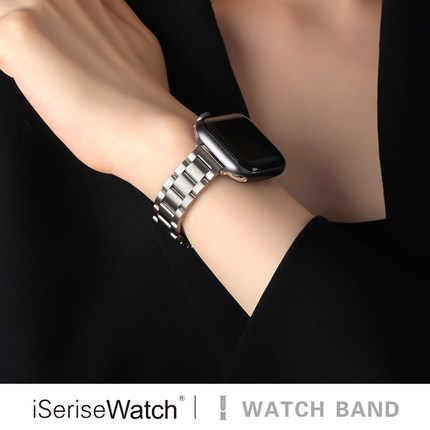 iserisewatch适用applewatchs11表带iwatch10苹果手表s9表带se金属41mm不锈钢s7高级小众创意细链女夏天新款