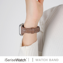 iserisewatch适用iwatchs8表带applewatch96SE表带苹果手表带s10代夏天新款高级粉色真皮小众细女款潮45/41mm