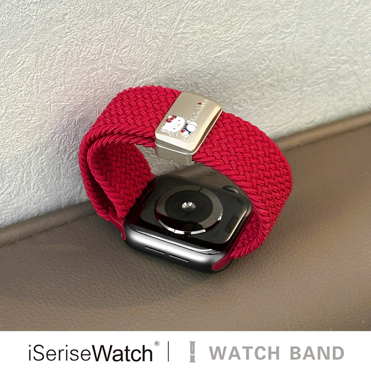 【KT小猫】适用苹果手表表带applewatchS12/11磁吸扣表带尼龙弹力编织iwatch10/9/8苹果手表se3可爱回环腕带