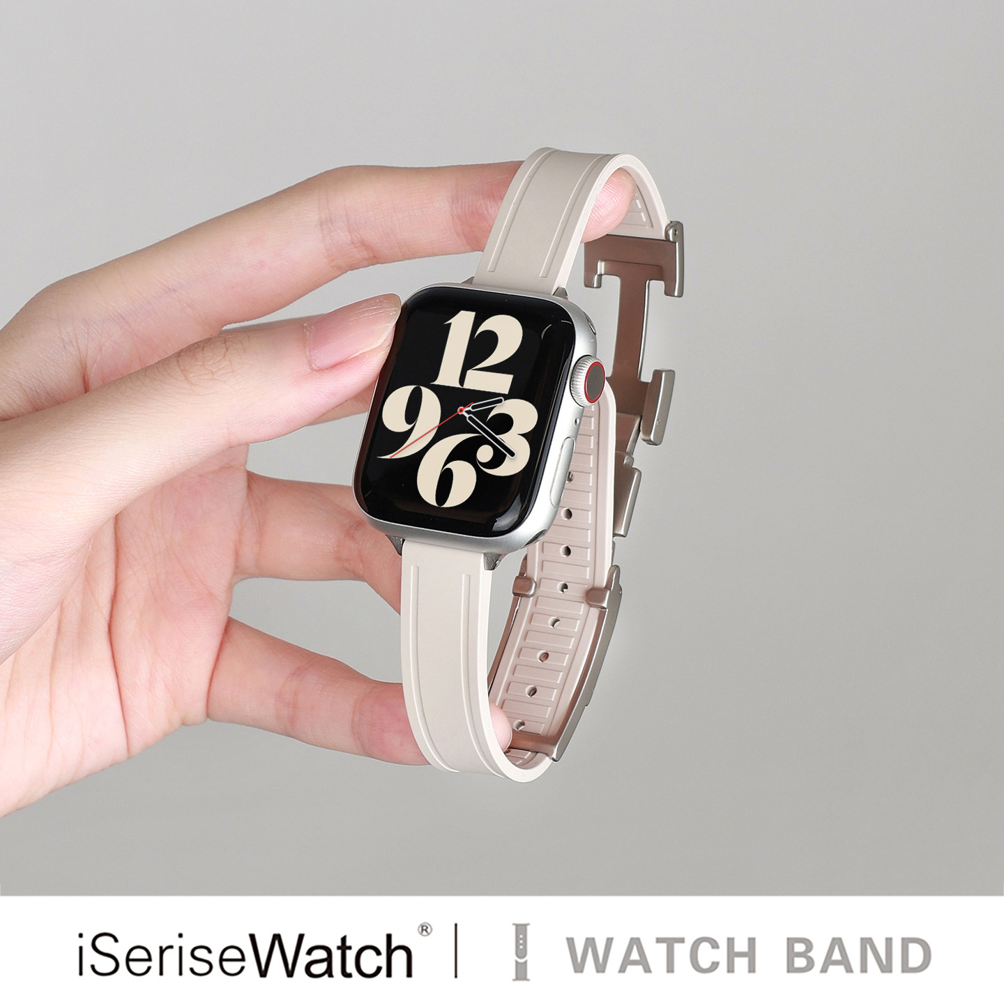iserisewatch适用苹果手表iwatch11/10表带细款H扣硅胶磁吸腕带applewatch12舒适柔软简约透气女款Ultra3se夏
