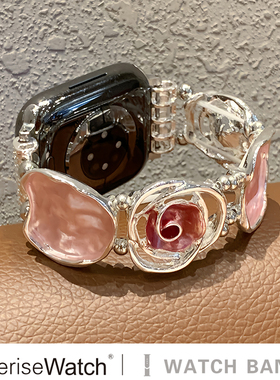 iserisewatch适用Applewatch11表带苹果手表iwatchs10夏季s9高级感金属watch76女款SE多巴胺ultra3手链41mm