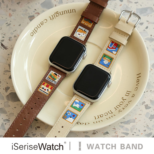 iWatch表带真皮可爱原创插画小狗