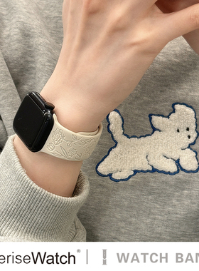 iserisewatch适用于iwatch11代小众高级se苹果手表s10表带applewatch41mm夏运动透气玫瑰花硅胶创意女生可爱