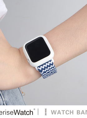 iserisewatch适用iwatchs11表带applewatch10代s9尼龙苹果手表s8表带s7编织41/45mm创意小众新款透气夏天男女