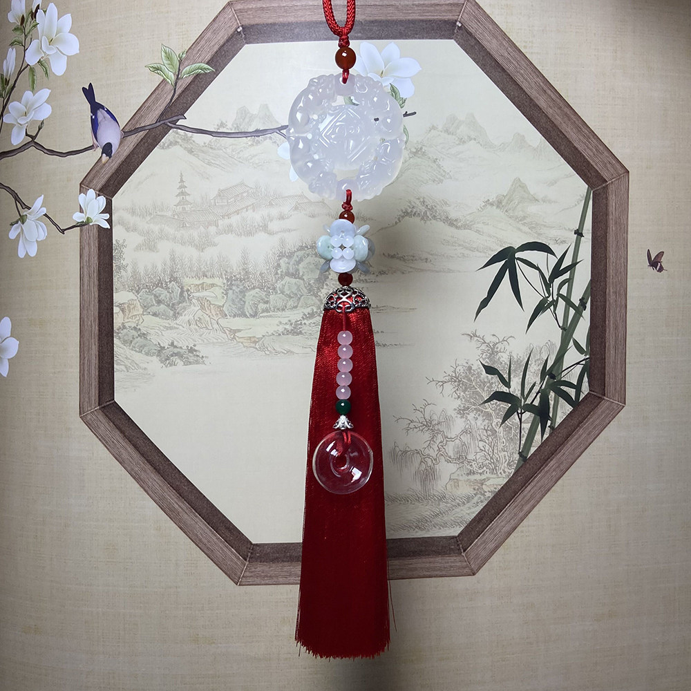 天然玛瑙玉髓貔貅平安流苏汽车挂件女士高档时尚车载后视镜吊坠男