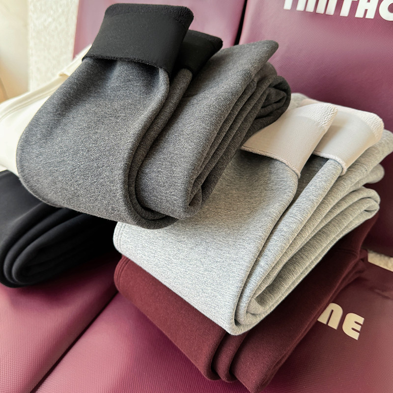 棉裤女冬季加绒加厚新款高腰收腹羊羔绒打底裤大码外穿紧身保暖裤