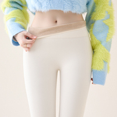 收腹保暖小个子打底裤 加绒鲨鱼裤 女外穿白色秋冬高腰瑜伽裤