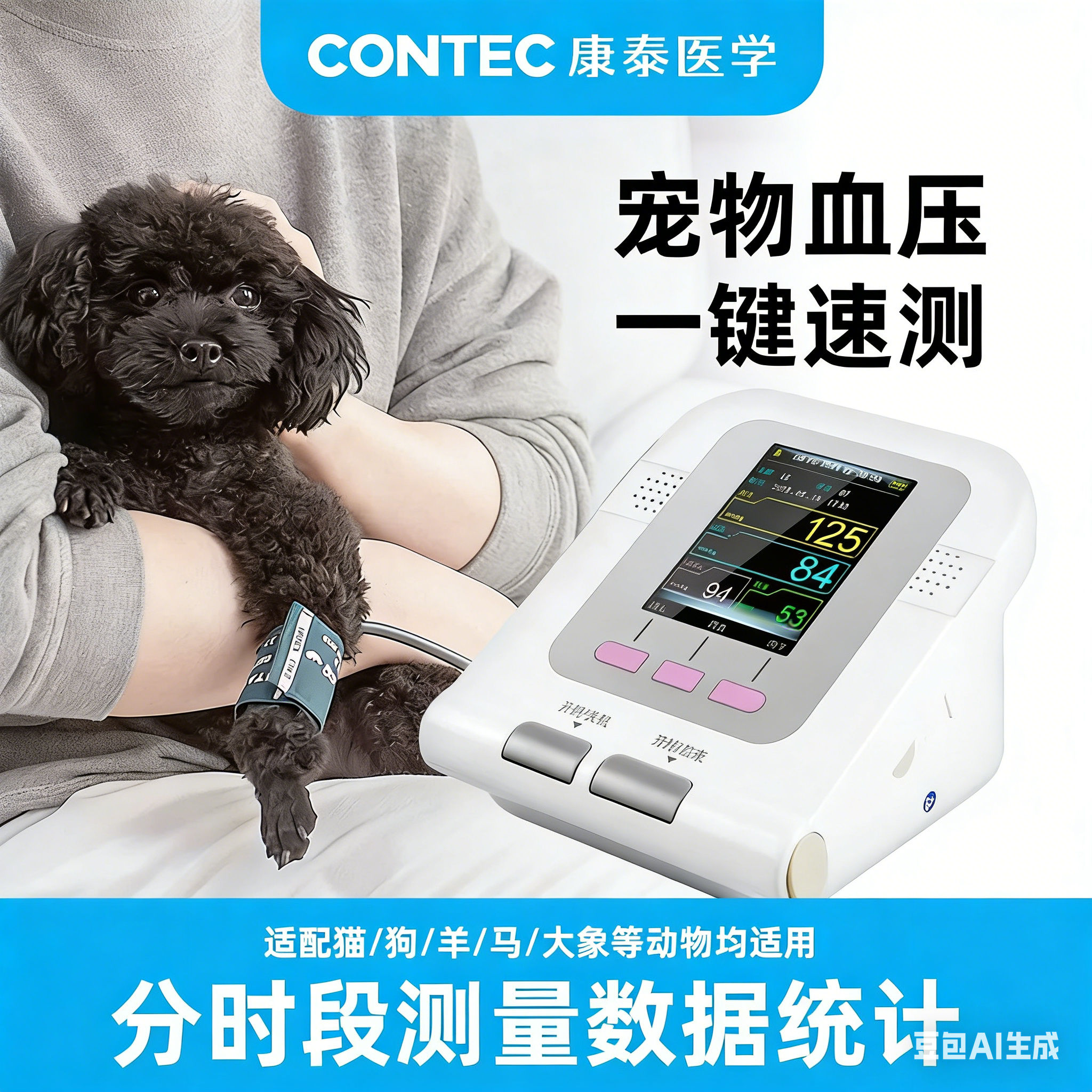 康泰兽用血压计宠物血压测量仪小动物电子测血压血氧心率猫狗专用