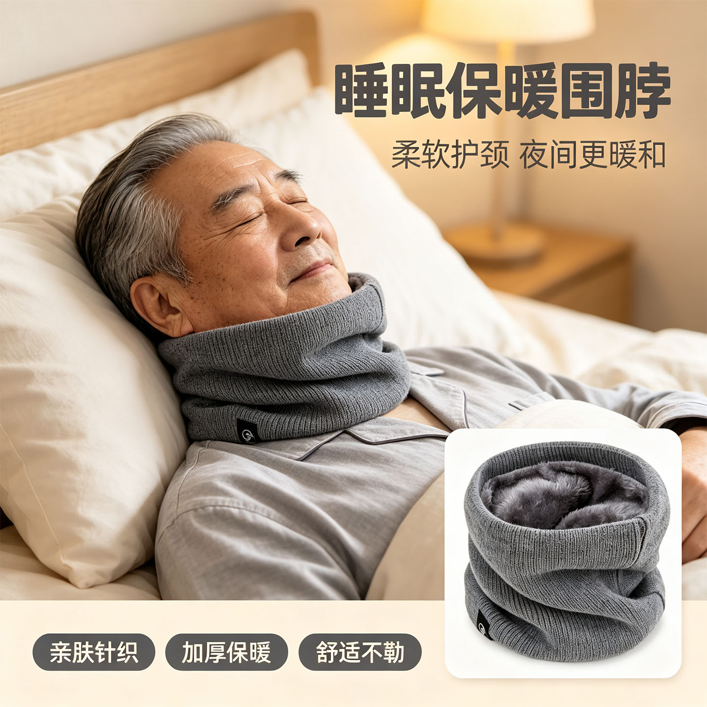中老年男士冬季睡觉护颈围脖围巾图片