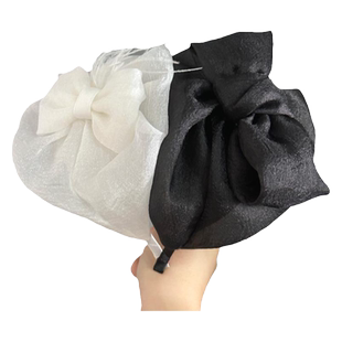 时尚高级侧边纱料半帽甜美贵族礼帽蝴蝶结发箍羽毛小帽子头箍