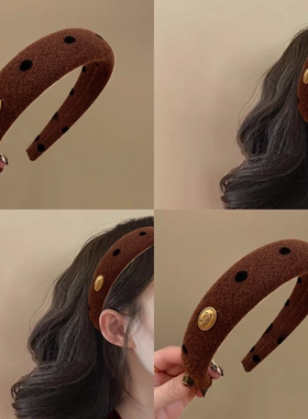 一秒入秋~法式高级感毛呢高颅顶发箍气质甜美波点头箍女百搭发卡