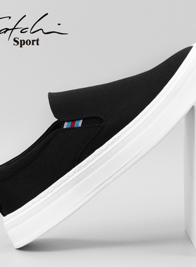 沙驰运动布鞋春季男鞋帆布鞋休闲鞋一脚蹬懒人驾车鞋男士套脚板鞋