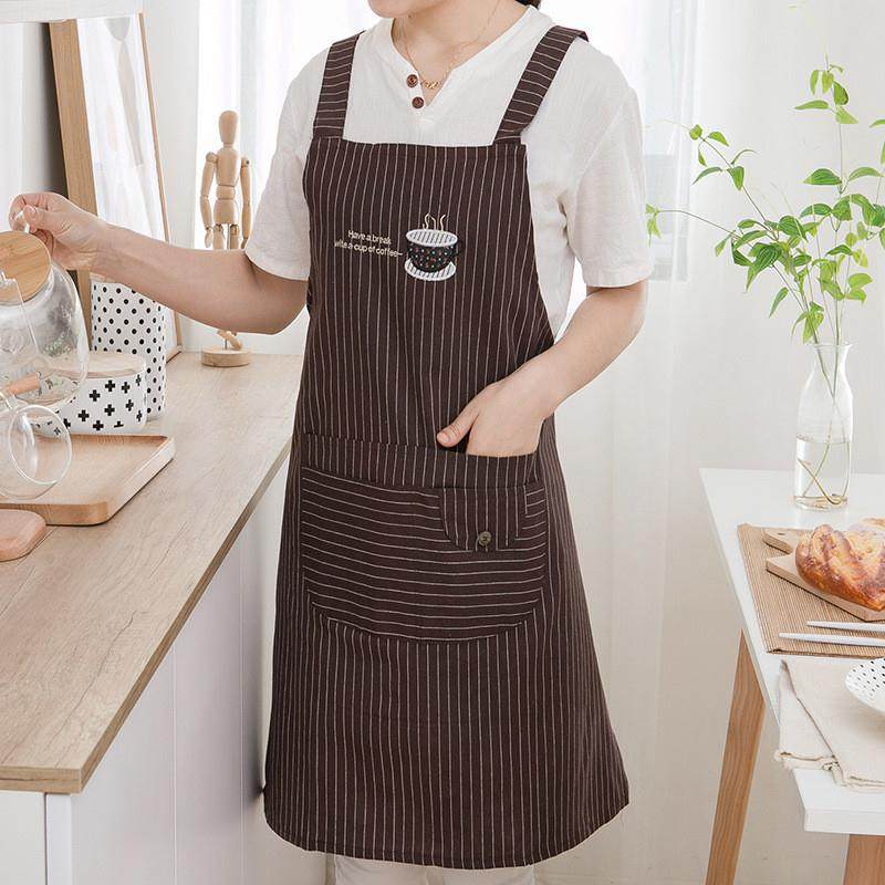 一件代发家居厨房围裙双层帆布背心围裙男女咖啡厅用品围腰裙厨房
