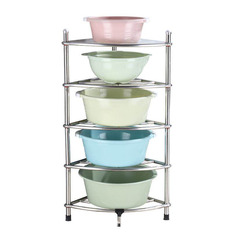 多层不锈钢三角形脸盆架落地放盆架脸盆收纳架子浴室置物架收纳架