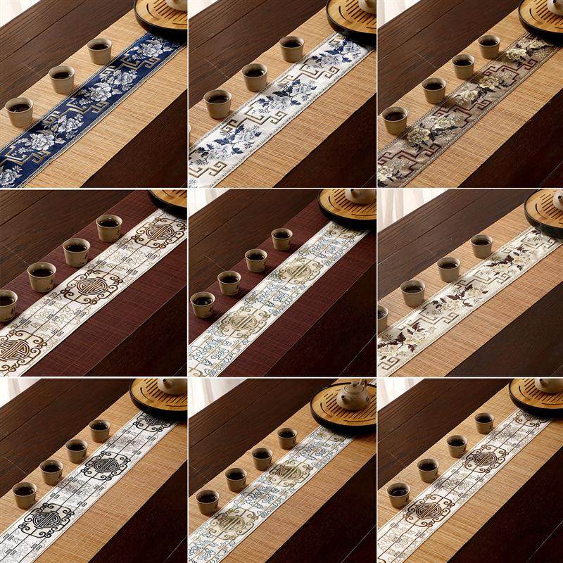 新中式竹桌旗中国风竹茶席茶帘禅意茶几隔热垫干泡席厂家直销餐垫