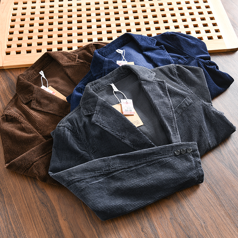 休闲西服细腻全棉灯芯绒单西外套