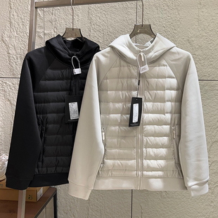 90白鸭绒+压胶充绒 冬季男女户外情侣款休闲拼接连帽羽绒服外套潮