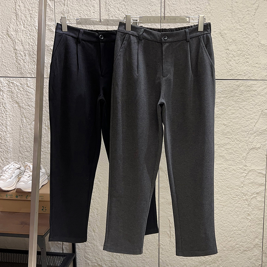 百搭商务休闲毛呢直筒西裤