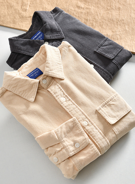 福利~一波流！复古灯芯绒！新品男士日系工装全棉休闲长袖衬衫潮