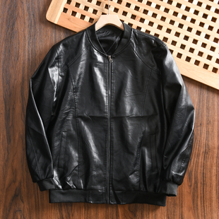 出K单！哑光细腻柔软 外贸尾货男士秋季潮流棒球领PU皮衣夹克外套