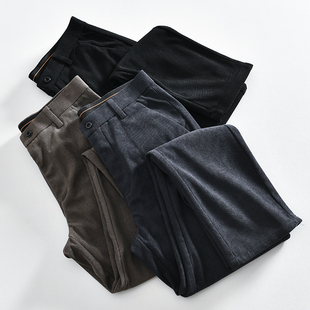 商务百搭弹力舒适直筒休闲纯色长裤 高级肌理 男士 秋冬季 如意腰