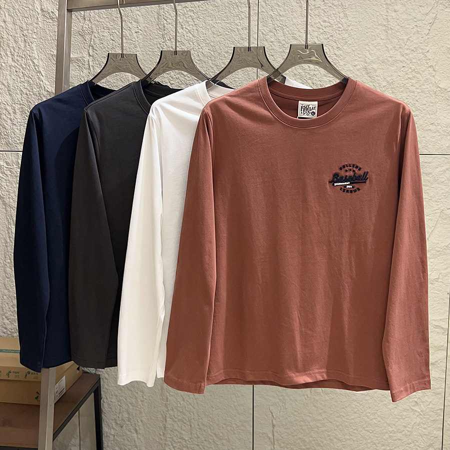 美式复古百搭长袖T恤打底衫