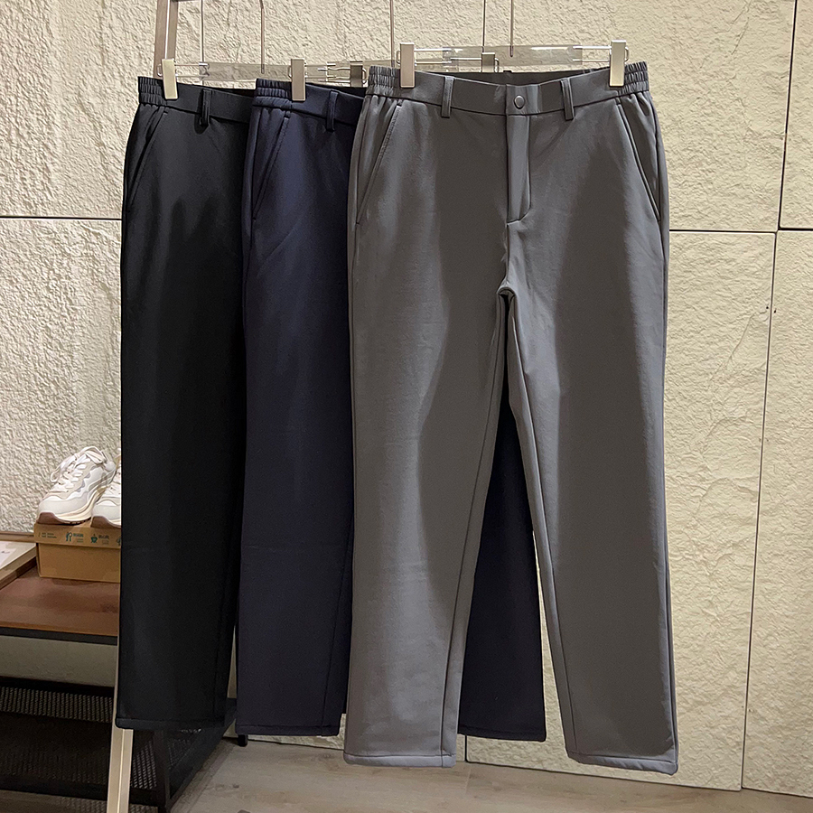 户外防泼水保暖加绒直筒休闲裤男