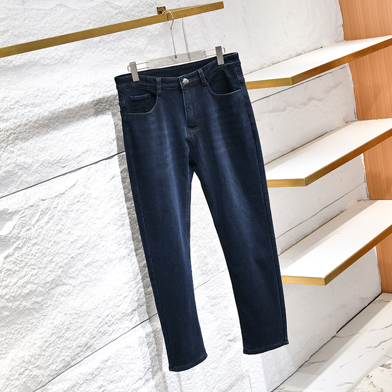 加绒保暖休闲百搭直筒牛仔长裤