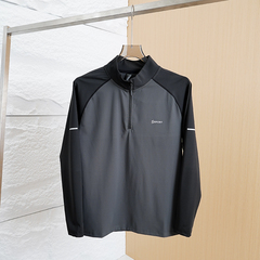户外砖业级！柜2400+！春夏男运动训练拼色速干透气半拉链长袖T恤
