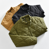 山系情侣款 轻盈蓬松 秋冬男士 桑蚕丝填充 保暖绗缝立领棉衣 羊毛