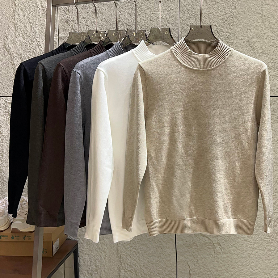 百搭保暖半高领针织衫打底毛衣