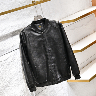 内里加绒舒适保暖！秋冬男士柔软皮质休闲棒球领PU皮衣夹克外套