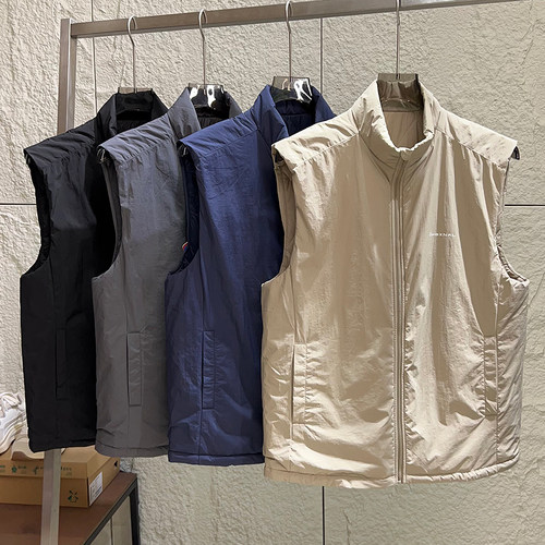 轻盈100绵羊毛填充立领马甲背心