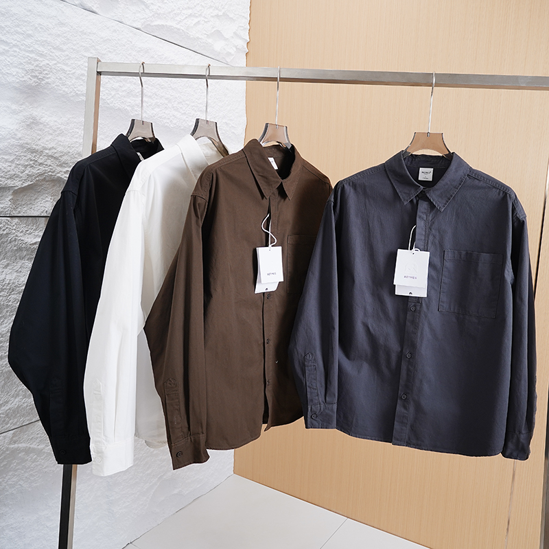 春季纯色百搭宽松休闲长袖衬衫