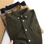 衬衫 出口牛货 潮 新款 纯色休闲长袖 全棉水洗外贸男装 工厂尾货秋季